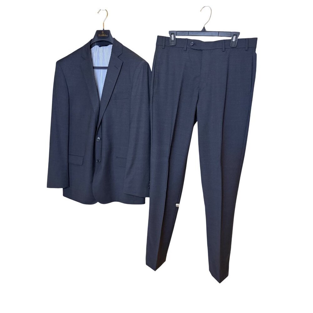 Brooks Brothers Mens Two-piece Suit Size 41 Gray Flat Front Notch Wool Blend